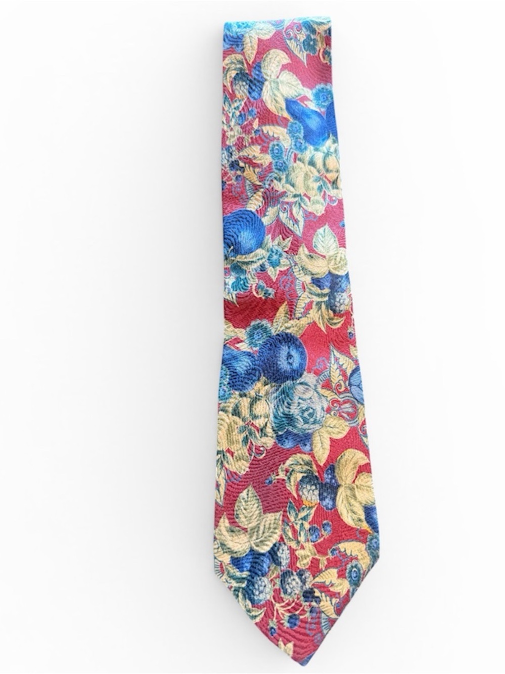 Vintage Dior Monsieur Floral Silk Tie in Red, Blue & Gold